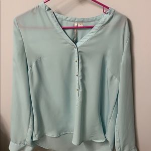 LAUREN CONRAD LIGHT BLUE CHIFFON TOP